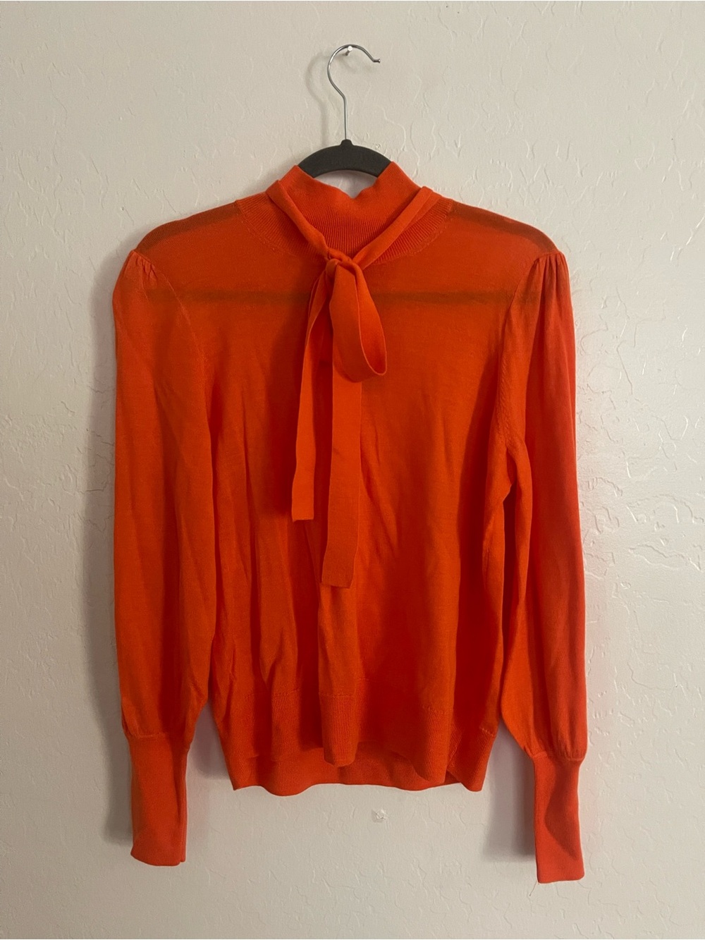 J.crew Tie-neck turtleneck sweater Orange Sz M NWT